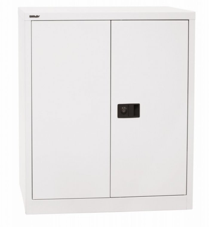 Metallschrank mit Weiß 2 Ordnerhöhen Türen cm | 90 Breite 